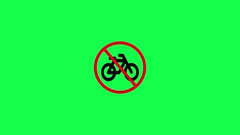 Cycling not allowed with a restriction sign on green background. no Bicycle.. 스톡 동영상 336984866
