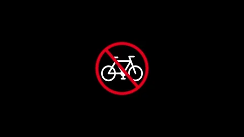 Cycling not allowed with a restriction sign on black background. no Bicycle.. 스톡 동영상 337465580