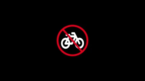 Cycling not allowed with a restriction sign on black background. no Bicycle.. 스톡 동영상 340601265