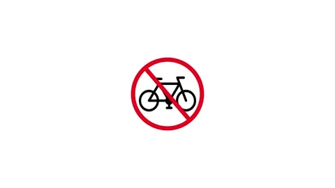Cycling not allowed with a restriction sign on white background. no Bicycle.. Stock Footage 340601266