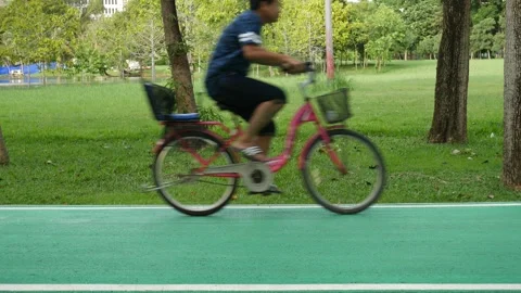 Cycling in Park Stock Footage 289663501