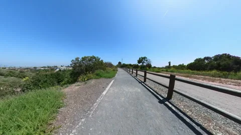 Cycling in Park POV Front View 01 California USA Stock Footage 334634757