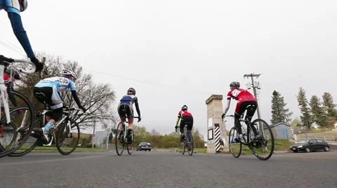 Cycling road race start line Stock Footage 50452575