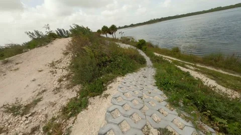 Cycling Rounding Egg Crate Cement Advanced Trail Video stock 204050647