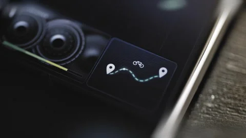 Cycling route tile connects two location markers Stock Footage 346041475