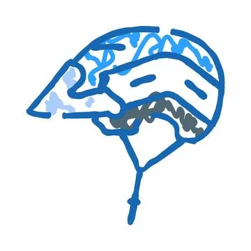 Cycling safety helmet doodle protecting head while riding Stock Illustration