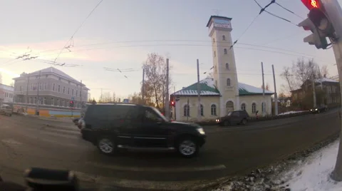 Cycling in the snow Stock Footage 57980003