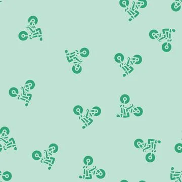 Cycling spring glyph vector seamless pattern Stock Illustration