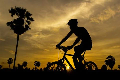Cycling on sunset Foto stock
