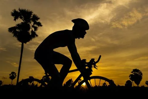 Cycling on sunset Foto stock
