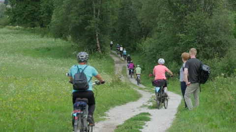 Cycling through an Austria mountain meadow scene Stock Footage 201221613