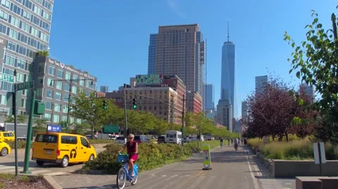 Cycling through Tribeca NY Stock Footage