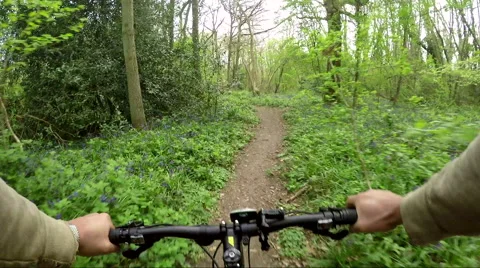 Cycling through the woods Stock Footage 49457681