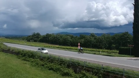 Cycling in Tuscany Stock Footage 114770330