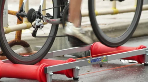 Cycling warm-up activities before road race Stock Footage 52001253