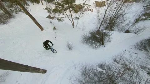 Cycling in the winter. 2 Shots. Stock Footage 124330694