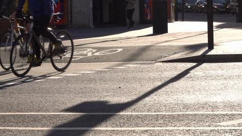 Cycling to work on cycle path Stock Footage 97872033