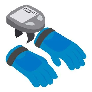 Cyclist accessory icon isometric vector. Cycling gloves wireless bike computer Stock Illustration
