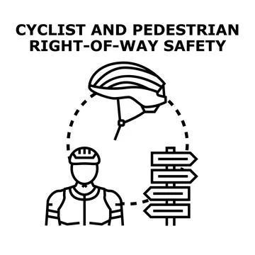 Cyclist and pedestrian right of way safety illustration Stock Illustration