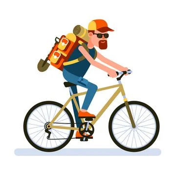 Cyclist with backpack Stock Illustration
