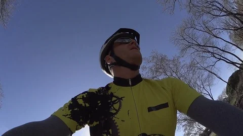 Cyclist / biker working out, racing competition riding a bycicle Stock Footage 77327554