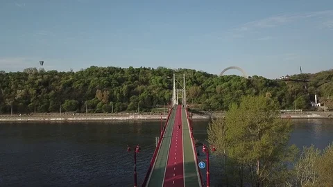 Cyclist on the bridge 01 Video stock 127187049
