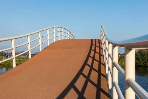 Cyclist Bridge Groot-Ammers Stock Photos