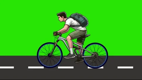 Cyclist Carrying a Backpack Animation Stock Footage 293433490