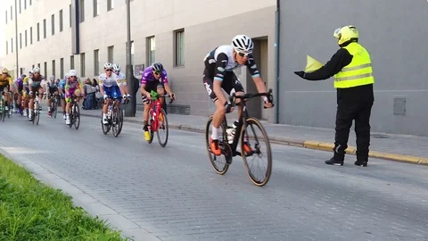 Cyclist competing in a Race Stock Footage 124463390