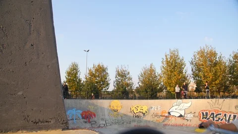 A Cyclist Doing a Trick in Concrete Skate Park Slow Motion Stock-Footage 121007463