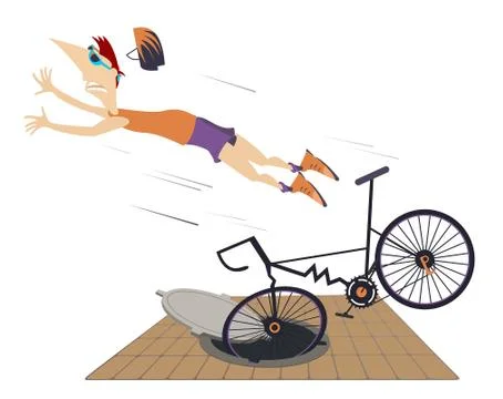 Cyclist falling down from the bicycle isolated illustration Stock Illustration