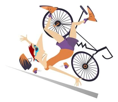 Cyclist falling down from the bicycle isolated illustration Stock Illustration