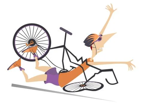 Cyclist falling down from the bicycle isolated illustration Stock Illustration