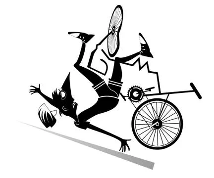 Cyclist falling down from the bicycle isolated illustration Stock Illustration