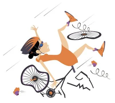 Cyclist falling down from the bicycle isolated illustration Stock Illustration