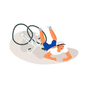 Cyclist fell down from cycle Stock Illustration
