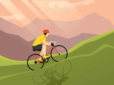 Cyclist Flat Poster Stockillustratie