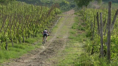 Cyclist going on dirt patch Stock Footage 36696683