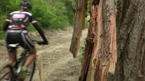 Cyclist going on dirt patch Stock Footage 36696695