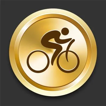 Cyclist on Golden Internet Button Illustrazione stock