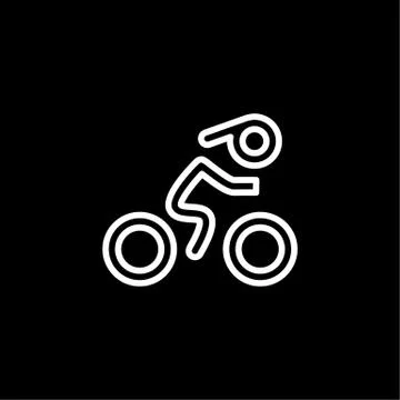 Cyclist icon. Simple flat logo of cyclist on black background. Silhouette of a Stock Illustration