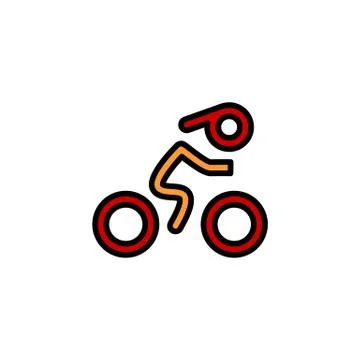 Cyclist icon. Simple flat logo of cyclist on white background. Silhouette of a Stock Illustration
