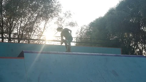 Cyclist jumping on springboard Video stock 103244139