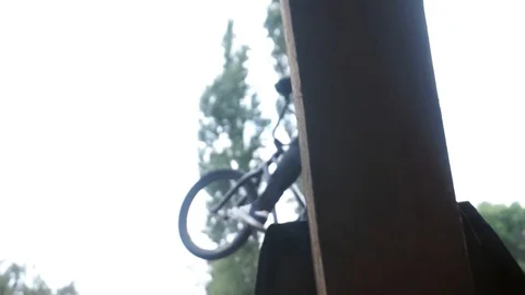 Cyclist jumping on springboard Video stock 103649144