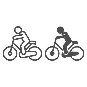 Cyclist line and solid icon. Cycle exercise, sportsman and bike symbol, outline Illustrazione stock