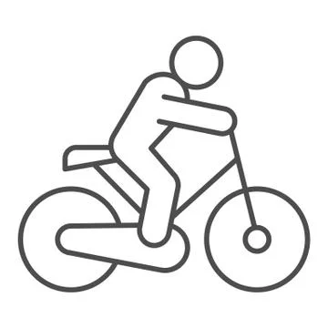 Cyclist line and solid icon. Cycle exercise, sportsman and bike symbol, outline Illustrazione stock