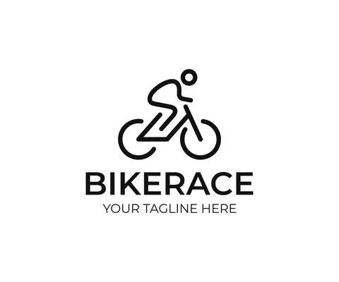Cyclist logo design. Bicycle line art vector design Stockillustratie