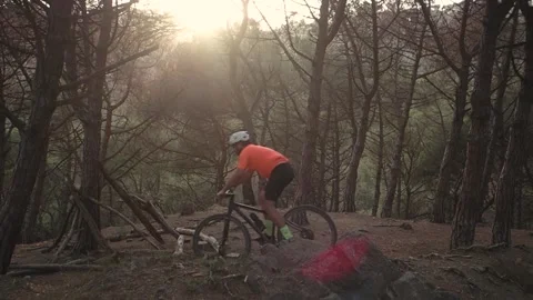 Cyclist man rider on a mountain bike in Stock Video Pond5