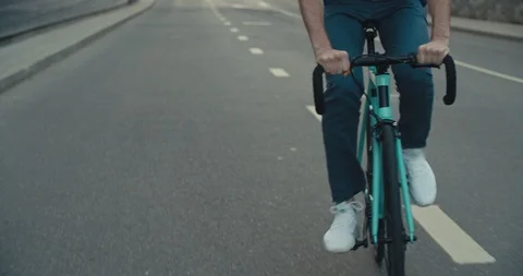 Cyclist man riding fixed gear sport bike Stock Footage 111400778
