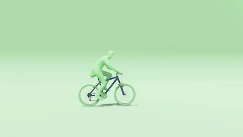Cyclist in Motion Green Style on Light Background Video stock 312972940